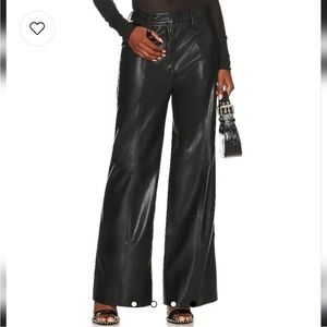 7 for all Mankind Black Faux Leather Wide Leg Easy Trouser size M Chic
